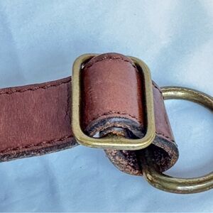 J Crew Brown Italian Leather Belt Gold Brass Buckle and Clip Size Sm Women’s